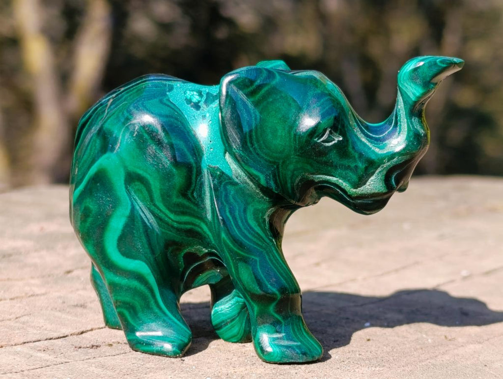 Hand Made Malachite Elephant Carving x 1 From Congo