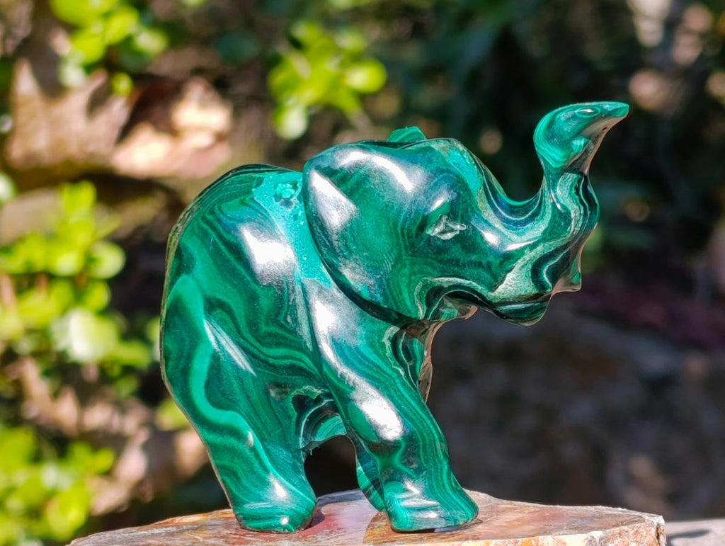 Hand Made Malachite Elephant Carving x 1 From Congo