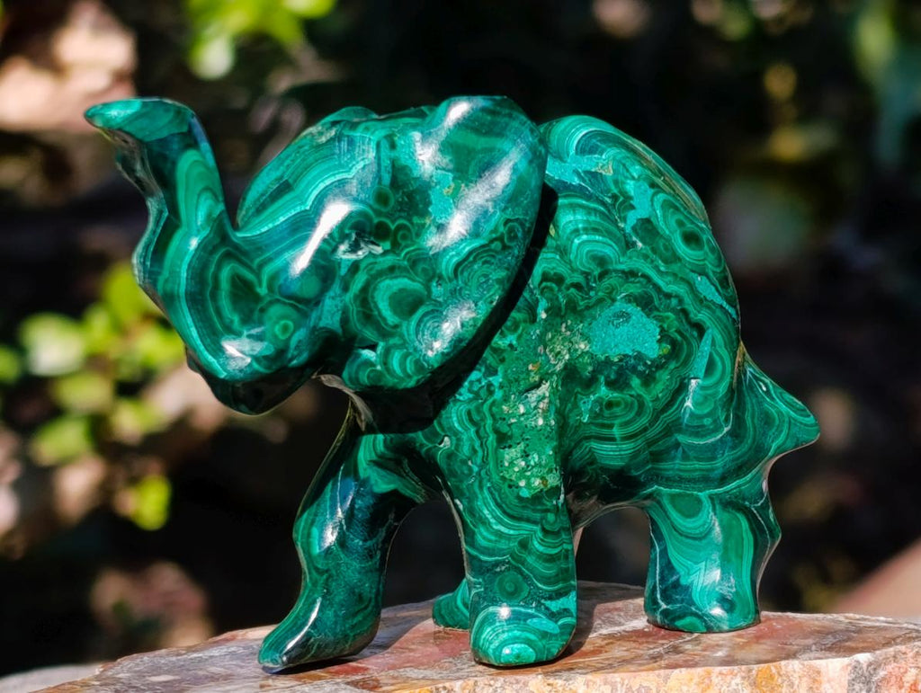 Hand Made Malachite Elephant Carving x 1 From Congo