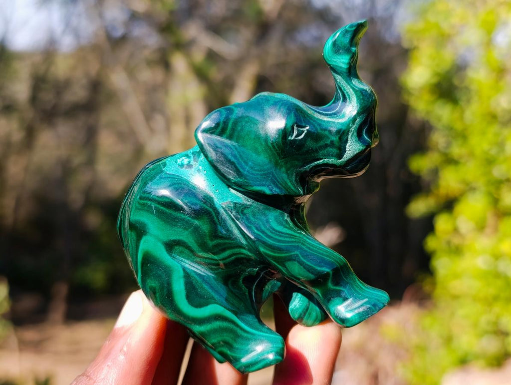 Hand Made Malachite Elephant Carving x 1 From Congo