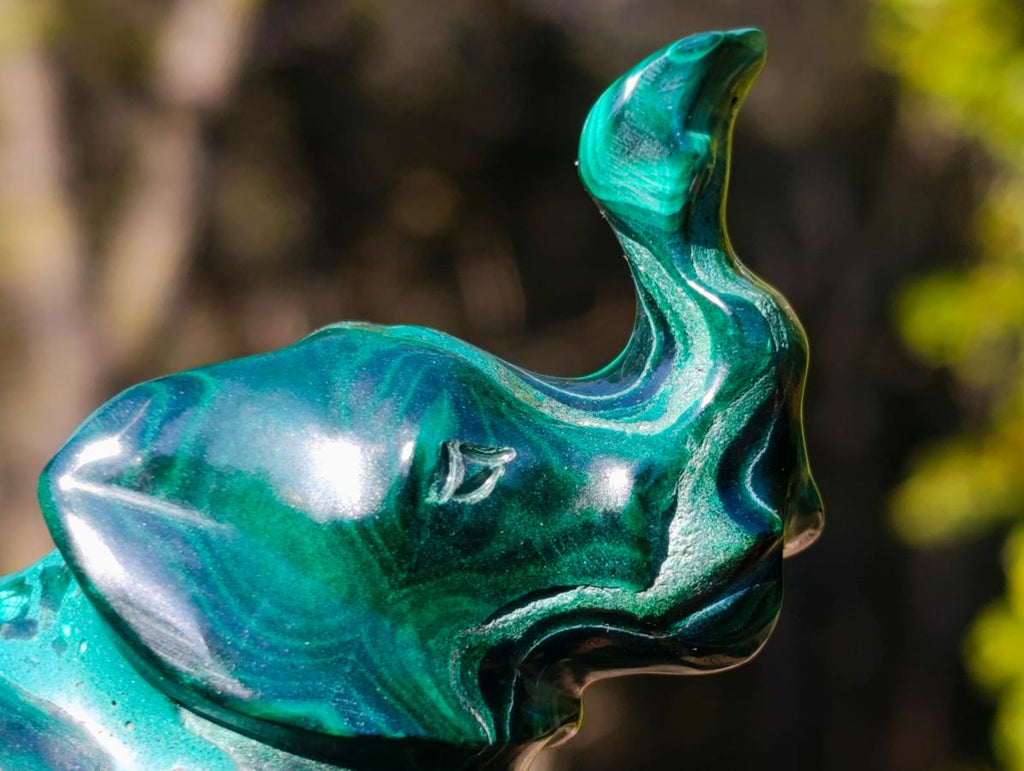 Hand Made Malachite Elephant Carving x 1 From Congo