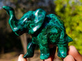 Hand Made Malachite Elephant Carving x 1 From Congo