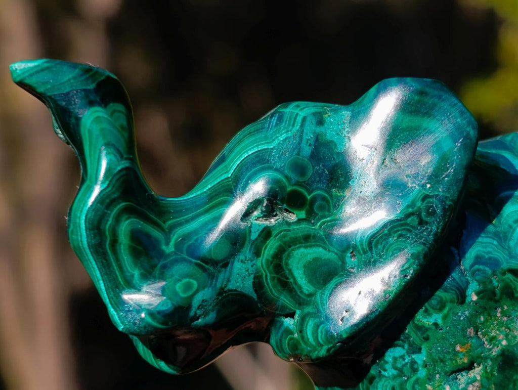 Hand Made Malachite Elephant Carving x 1 From Congo