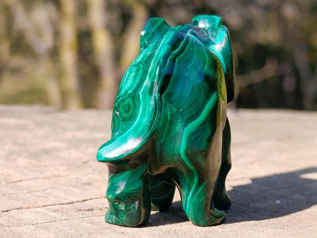 Hand Made Malachite Elephant Carving x 1 From Congo