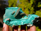 Natural Cabinet Size Tabular Barite and Malachite Specimen x 1 From Shinkolobwe mine, Congo