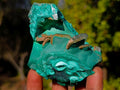 Natural Cabinet Size Tabular Barite and Malachite Specimen x 1 From Shinkolobwe mine, Congo