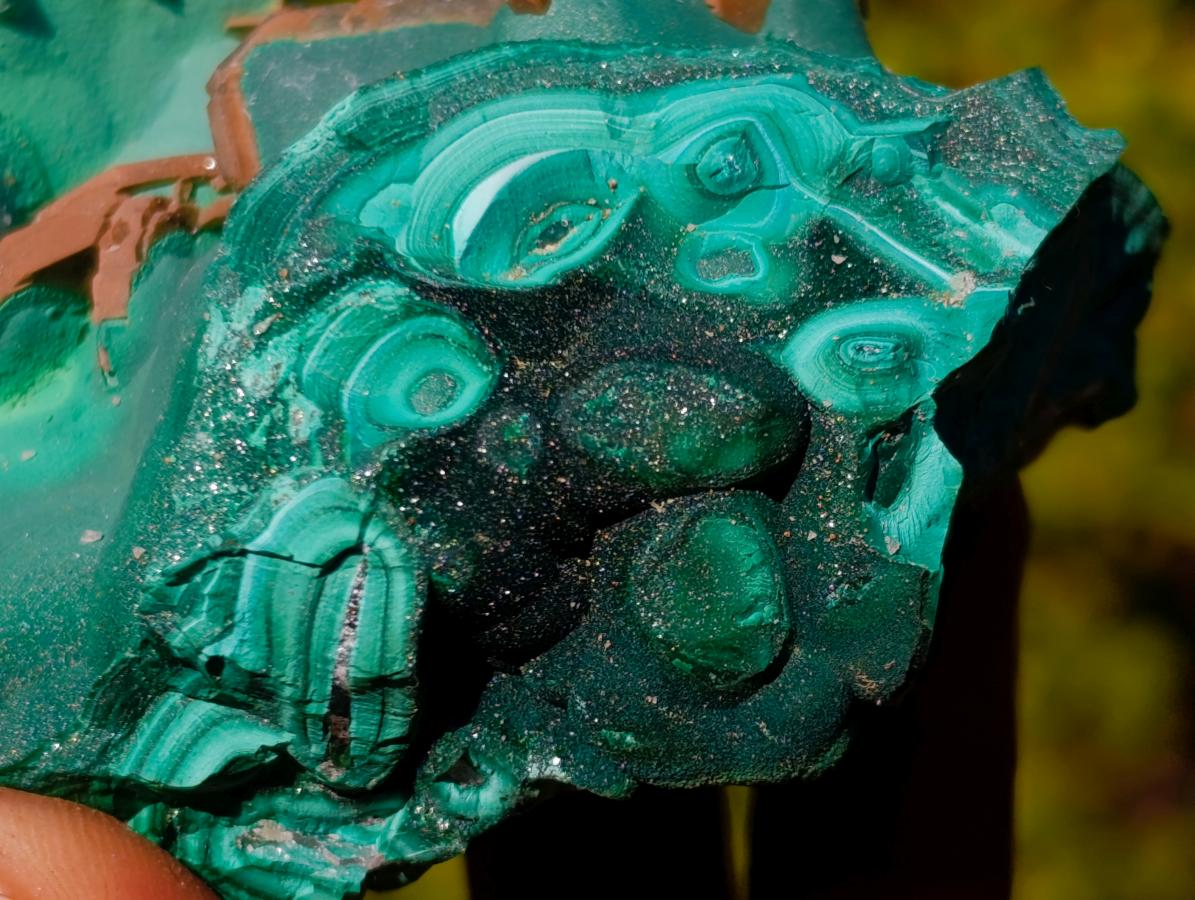 Natural Cabinet Size Tabular Barite and Malachite Specimen x 1 From Shinkolobwe mine, Congo