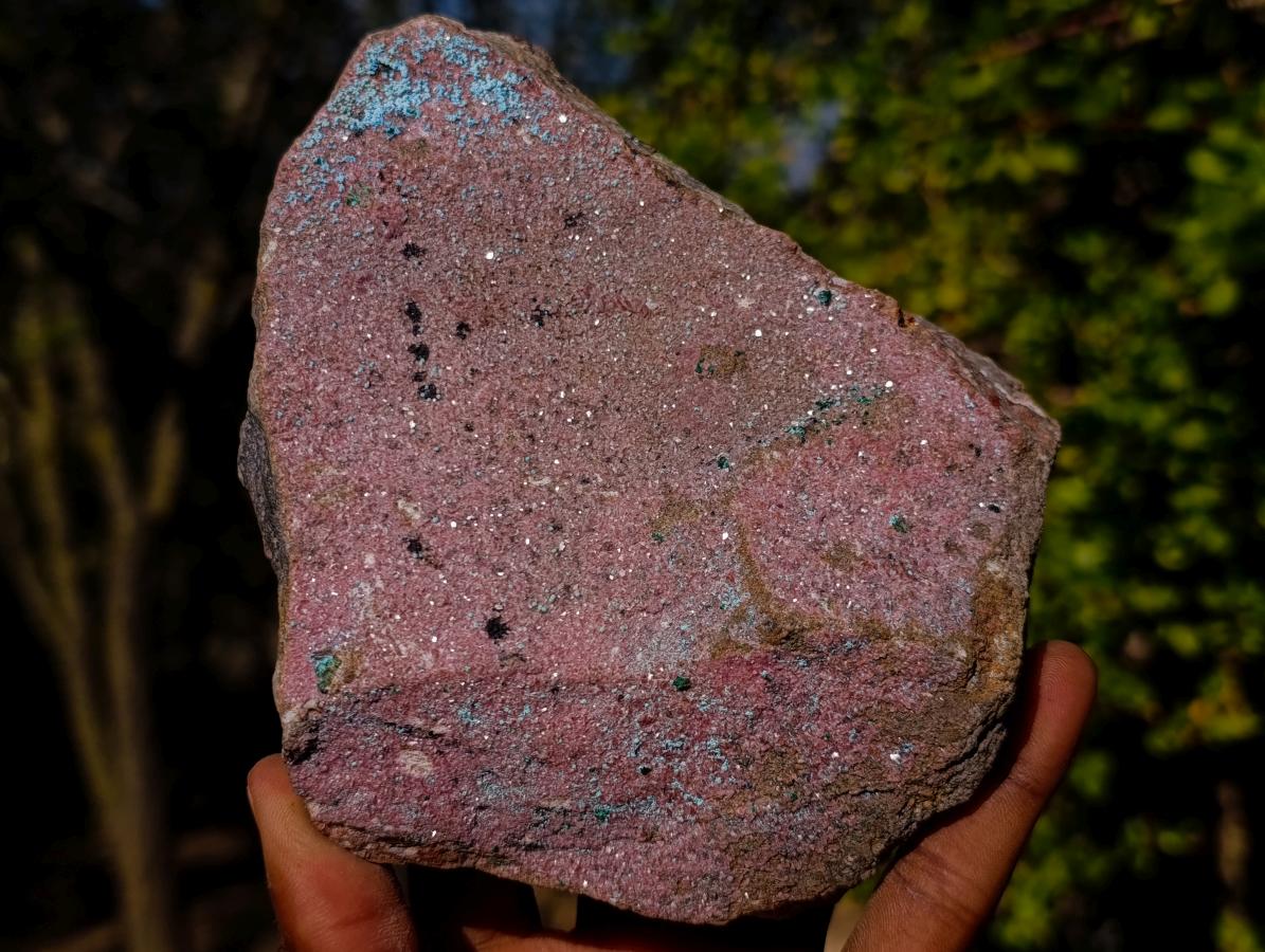 Natural Double Sided Drusy Chrysocolla and Cobaltian Dolomite Specimen x 1 From Likasi, Congo