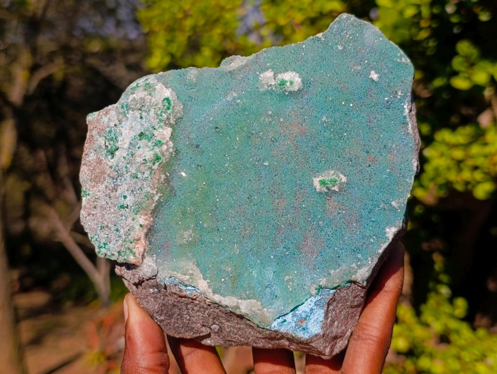 Natural Double Sided Drusy Chrysocolla and Cobaltian Dolomite Specimen x 1 From Likasi, Congo