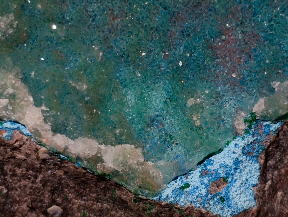 Natural Double Sided Drusy Chrysocolla and Cobaltian Dolomite Specimen x 1 From Likasi, Congo