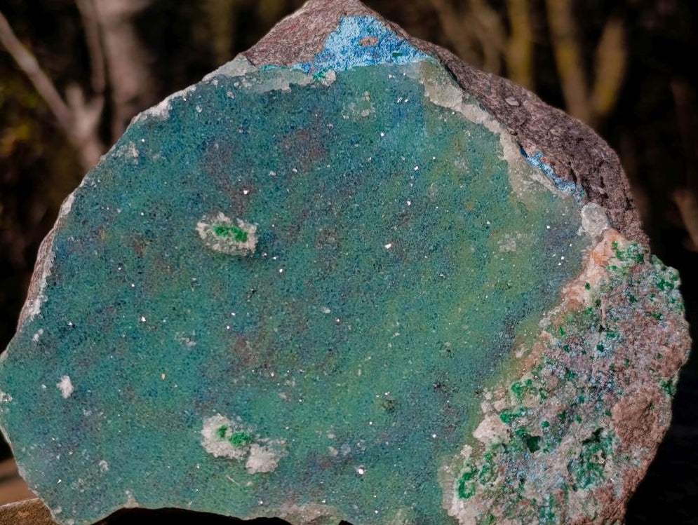 Natural Double Sided Drusy Chrysocolla and Cobaltian Dolomite Specimen x 1 From Likasi, Congo