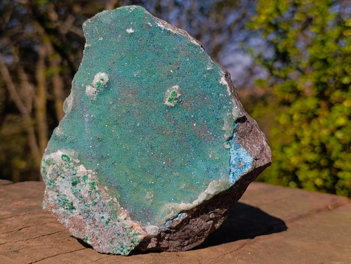 Natural Double Sided Drusy Chrysocolla and Cobaltian Dolomite Specimen x 1 From Likasi, Congo