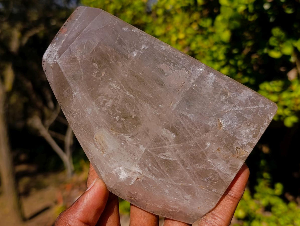 Polished Angolan Smokey Quartz Standing Free Form with Inclusions x 1 From Angola
