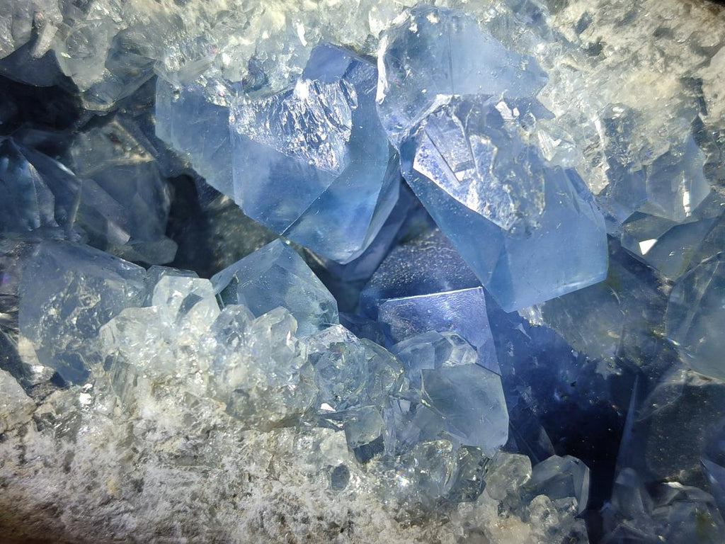 Polished and Natural Blue Celestite Geode Specimen x 1 From Sakoany Madagascar