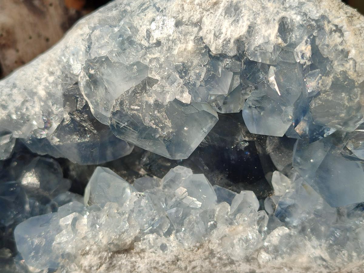 Polished and Natural Blue Celestite Geode Specimen x 1 From Sakoany Madagascar