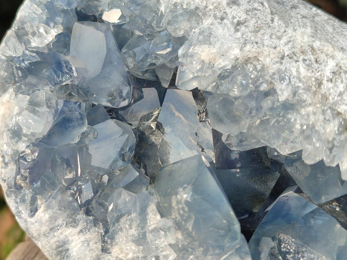 Polished and Natural Blue Celestite Geode Specimen x 1 From Sakoany Madagascar