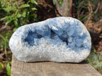 Polished and Natural Blue Celestite Geode Specimen x 1 From Sakoany Madagascar