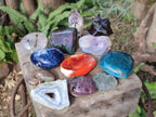Polished Mixed Set of 12 African Gemstones, Crystals and Fossil in Wooden Display Box x 1 From Southern Africa