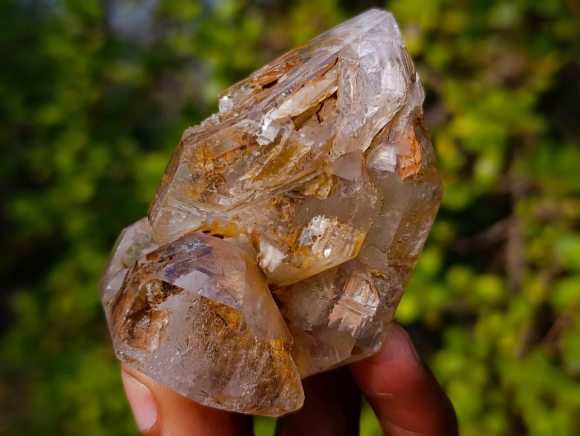 Polished and Natural Multi Layered Window Quartz Crystal x 1 From Akansobe, Madagascar