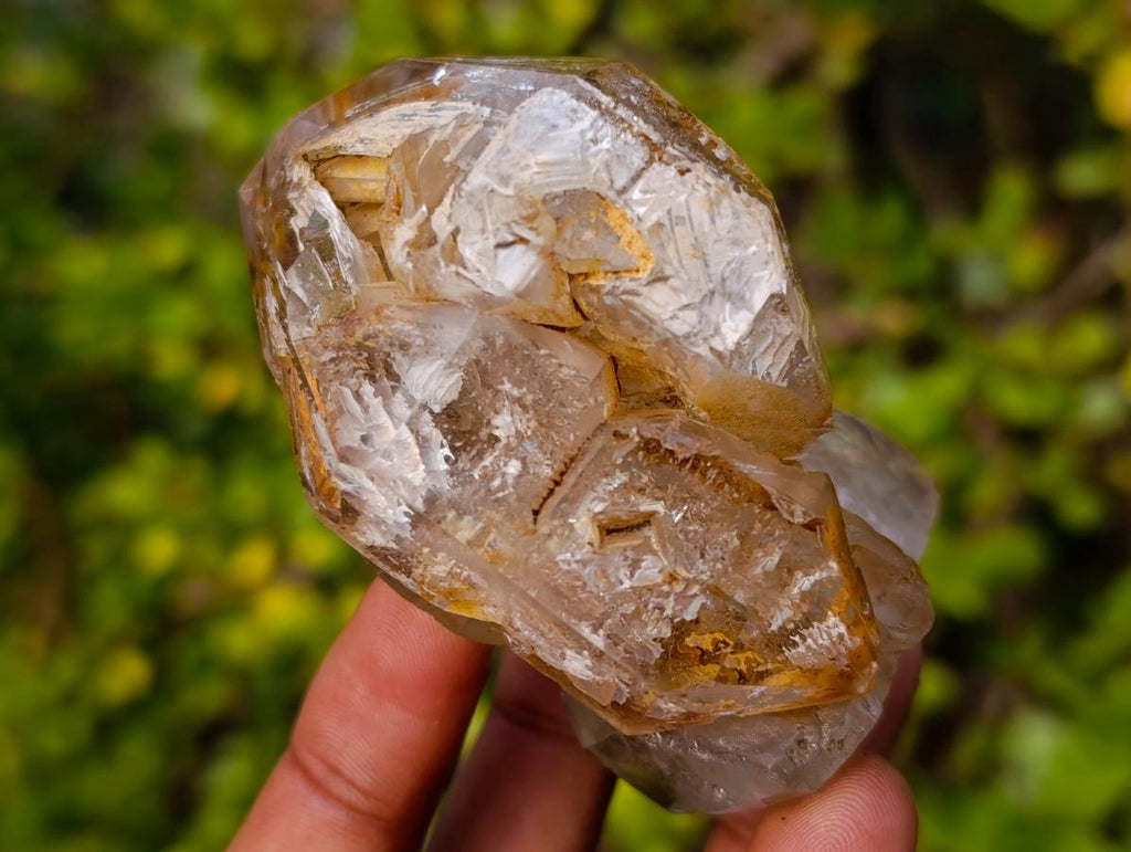 Polished and Natural Multi Layered Window Quartz Crystal x 1 From Akansobe, Madagascar