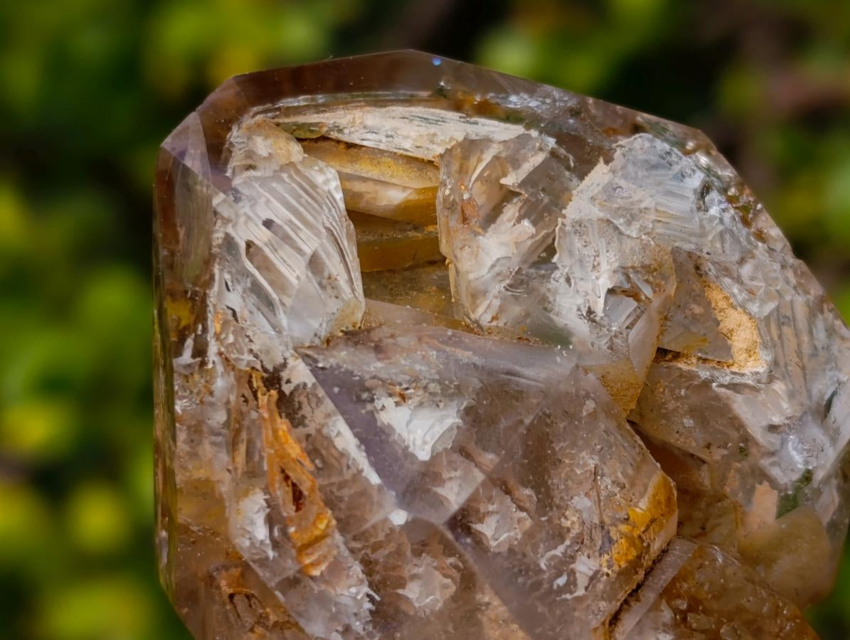 Polished and Natural Multi Layered Window Quartz Crystal x 1 From Akansobe, Madagascar