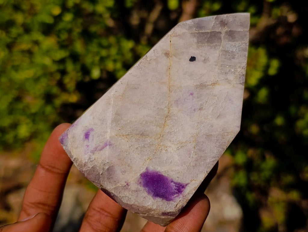 Polished Purple Lepidolite with White Feldspar Display Crystal x 1 From Madagascar