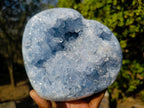 Polished and Natural Large Blue Celestite Heart x 1 From Sakoany Madagascar