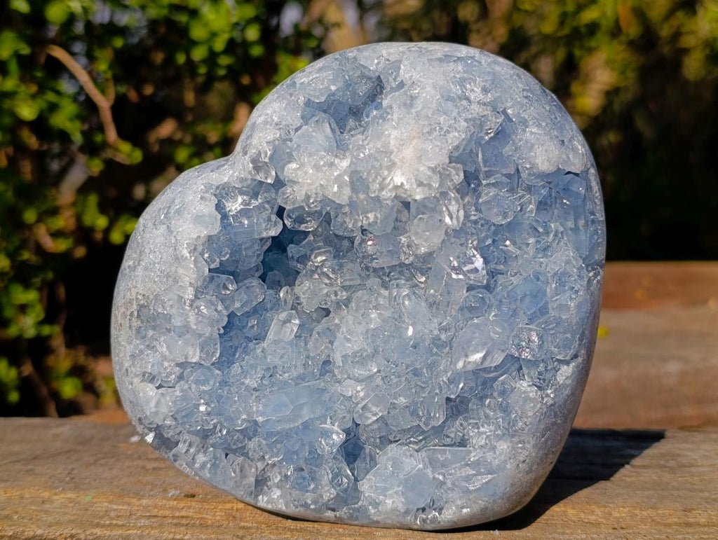 Polished and Natural Large Blue Celestite Heart x 1 From Sakoany Madagascar