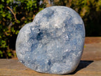 Polished and Natural Large Blue Celestite Heart x 1 From Sakoany Madagascar