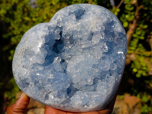 Polished and Natural Large Blue Celestite Heart x 1 From Sakoany Madagascar