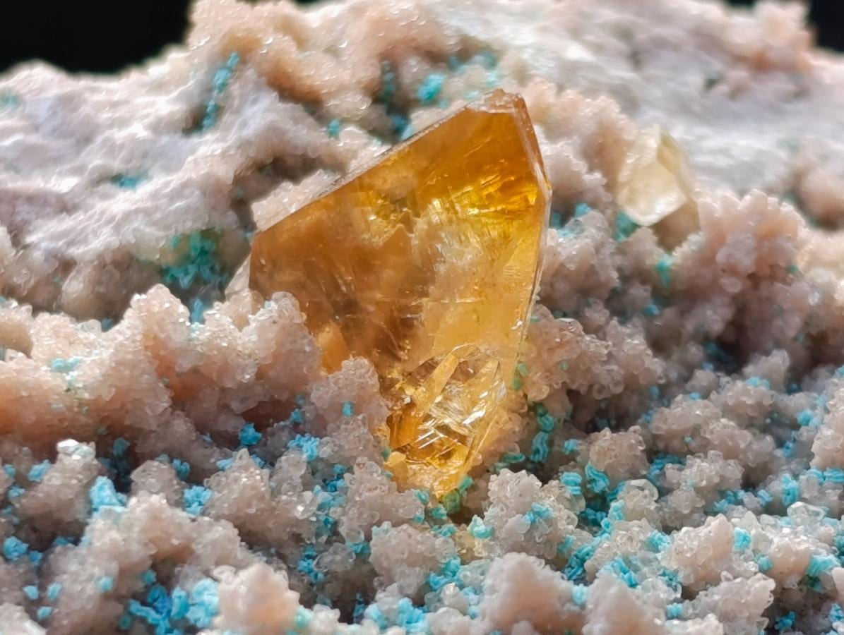 Natural Large Rare Rhodocalcite Specimen with Golden Dog Tooth Crystal x 1 From Mashamba West Mine, Congo