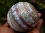 Polished Banded Agate Sardonyx Sphere with Crystalline Vug x 1 From Zimbabwe