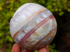 Polished Banded Agate Sardonyx Sphere with Crystalline Vug x 1 From Zimbabwe