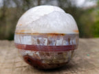 Polished Banded Agate Sardonyx Sphere with Crystalline Vug x 1 From Zimbabwe