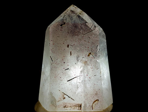 Polished "Harlequin Quartz" Crystal with Lepidolite and Tourmaline Needles x 1 From Madagascar