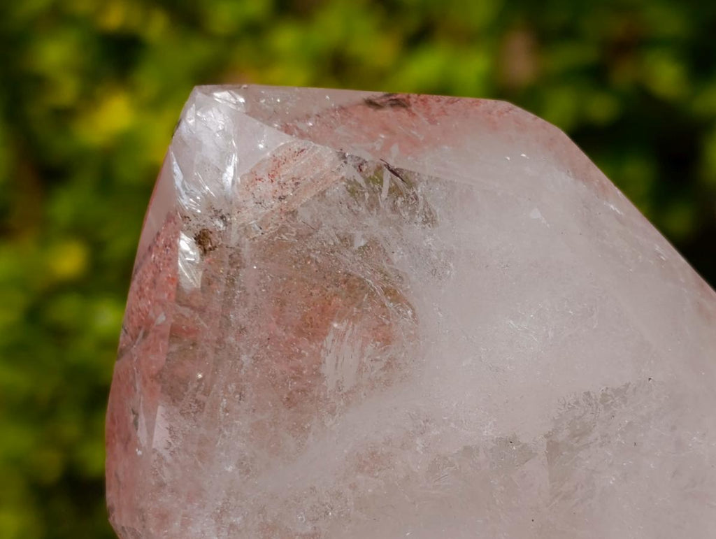 Polished "Harlequin Quartz" Crystal with Lepidolite and Tourmaline Needles x 1 From Madagascar
