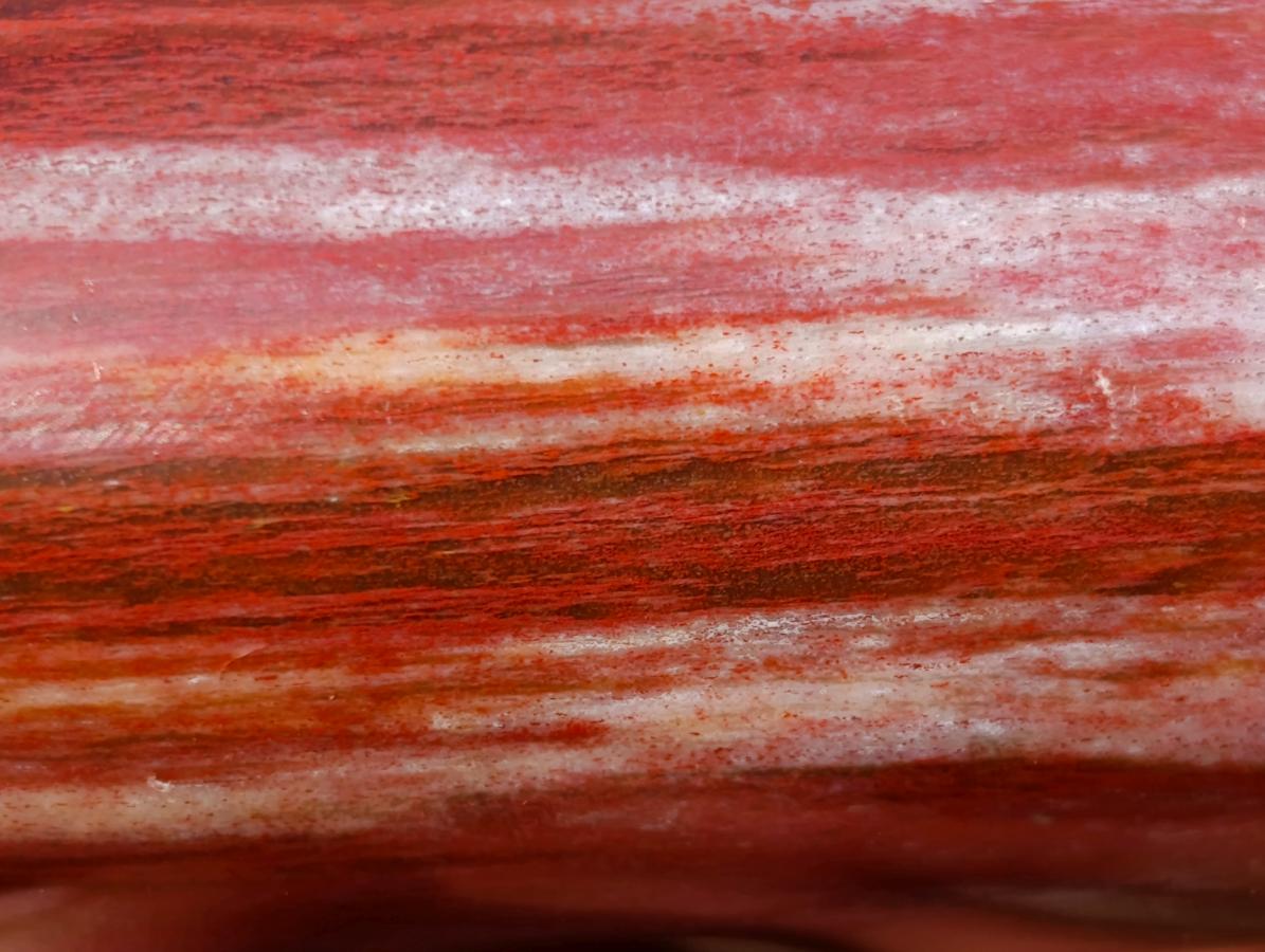 Polished Red Podocarpus Petrified Wood Standing Display Piece with Crystalline Vug x 1 From Mahajanga, Madagascar