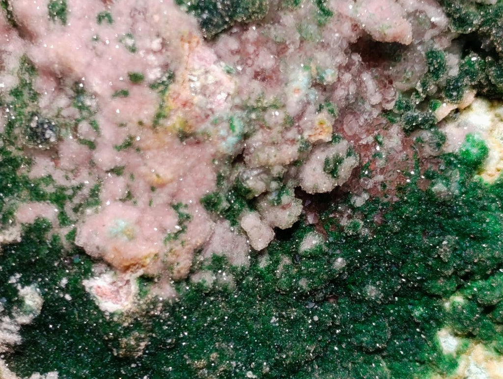 Natural Drusy Dolomite with Malachite and Chrysocolla on Cobalt Matrix x 1 From Kakanda, Congo