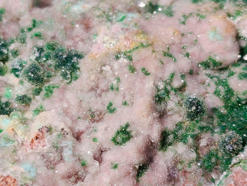 Natural Drusy Dolomite with Malachite and Chrysocolla on Cobalt Matrix x 1 From Kakanda, Congo
