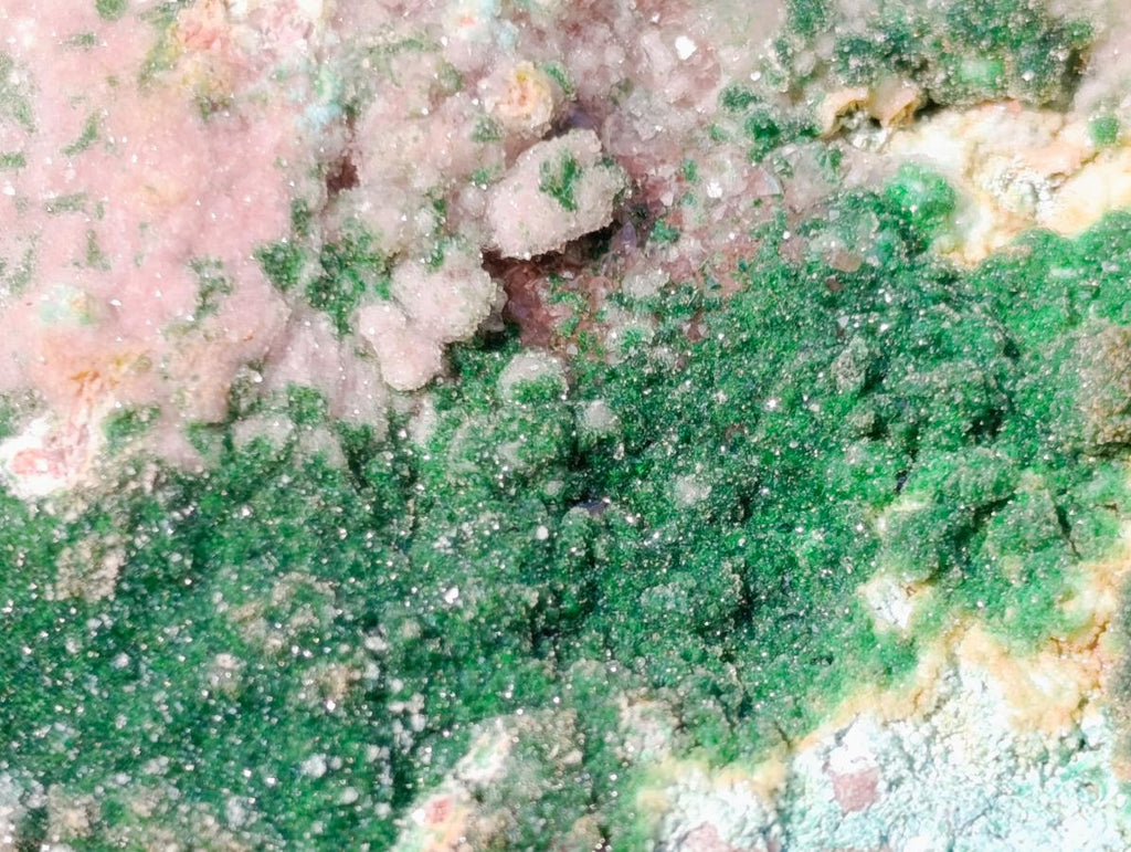 Natural Drusy Dolomite with Malachite and Chrysocolla on Cobalt Matrix x 1 From Kakanda, Congo