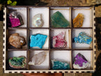 Polished and Natural Mix Set of 12 Minerals and Crystals in a Wooden Display Box x 1 From Southern Africa