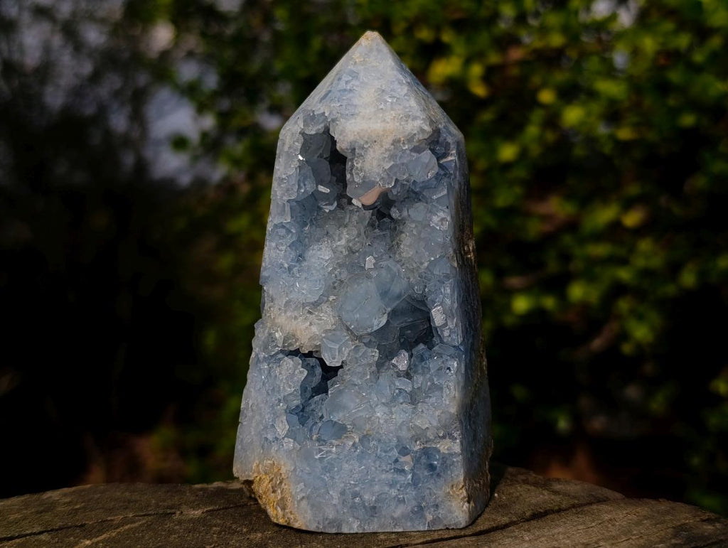 Polished and Natural Blue Celestite Display Crystal x 1 From Sakoany Madagascar