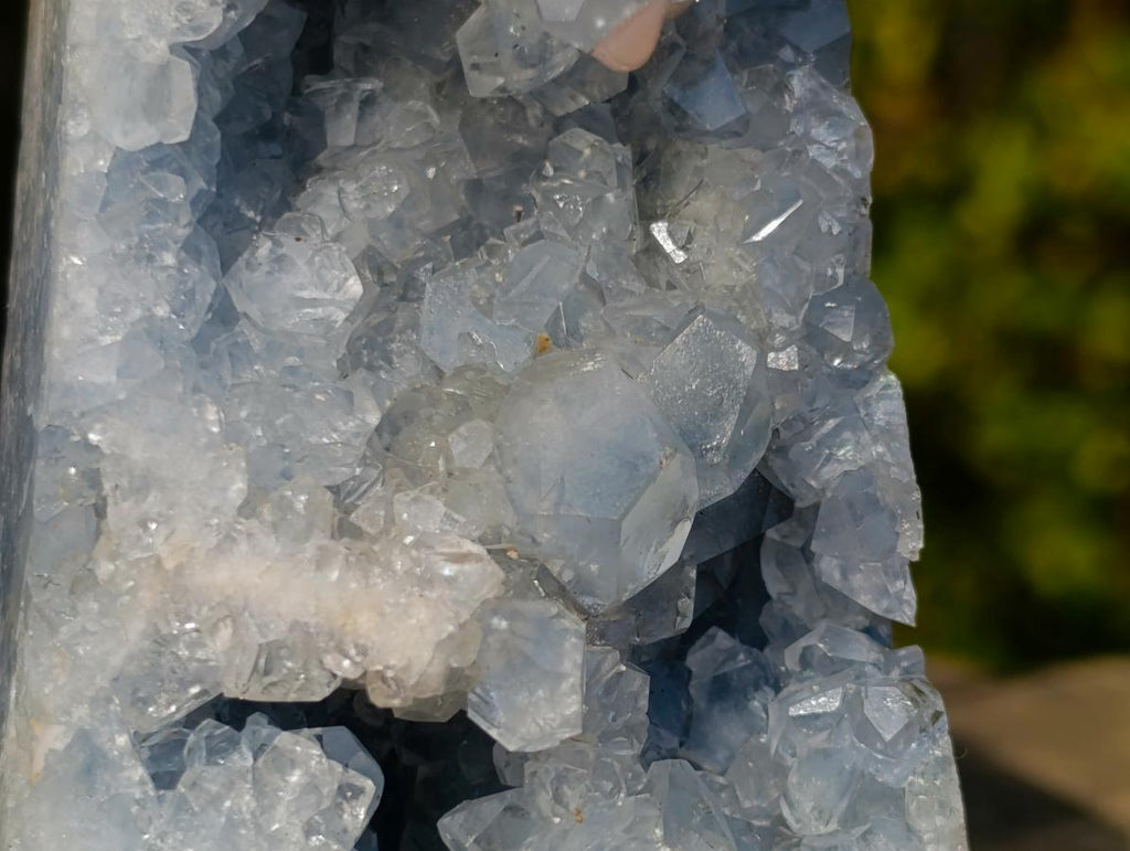 Polished and Natural Blue Celestite Display Crystal x 1 From Sakoany Madagascar