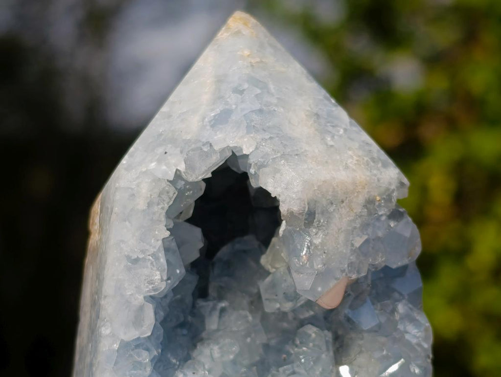 Polished and Natural Blue Celestite Display Crystal x 1 From Sakoany Madagascar