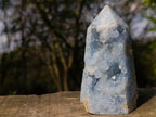 Polished and Natural Blue Celestite Display Crystal x 1 From Sakoany Madagascar
