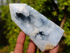 Polished and Natural Blue Celestite Display Crystal x 1 From Sakoany Madagascar