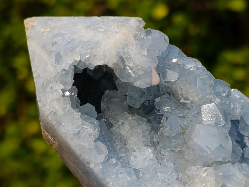Polished and Natural Blue Celestite Display Crystal x 1 From Sakoany Madagascar