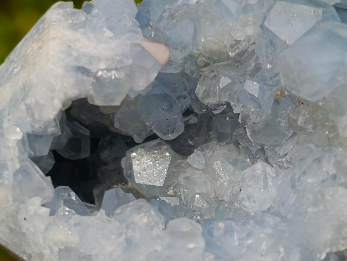 Polished and Natural Blue Celestite Display Crystal x 1 From Sakoany Madagascar