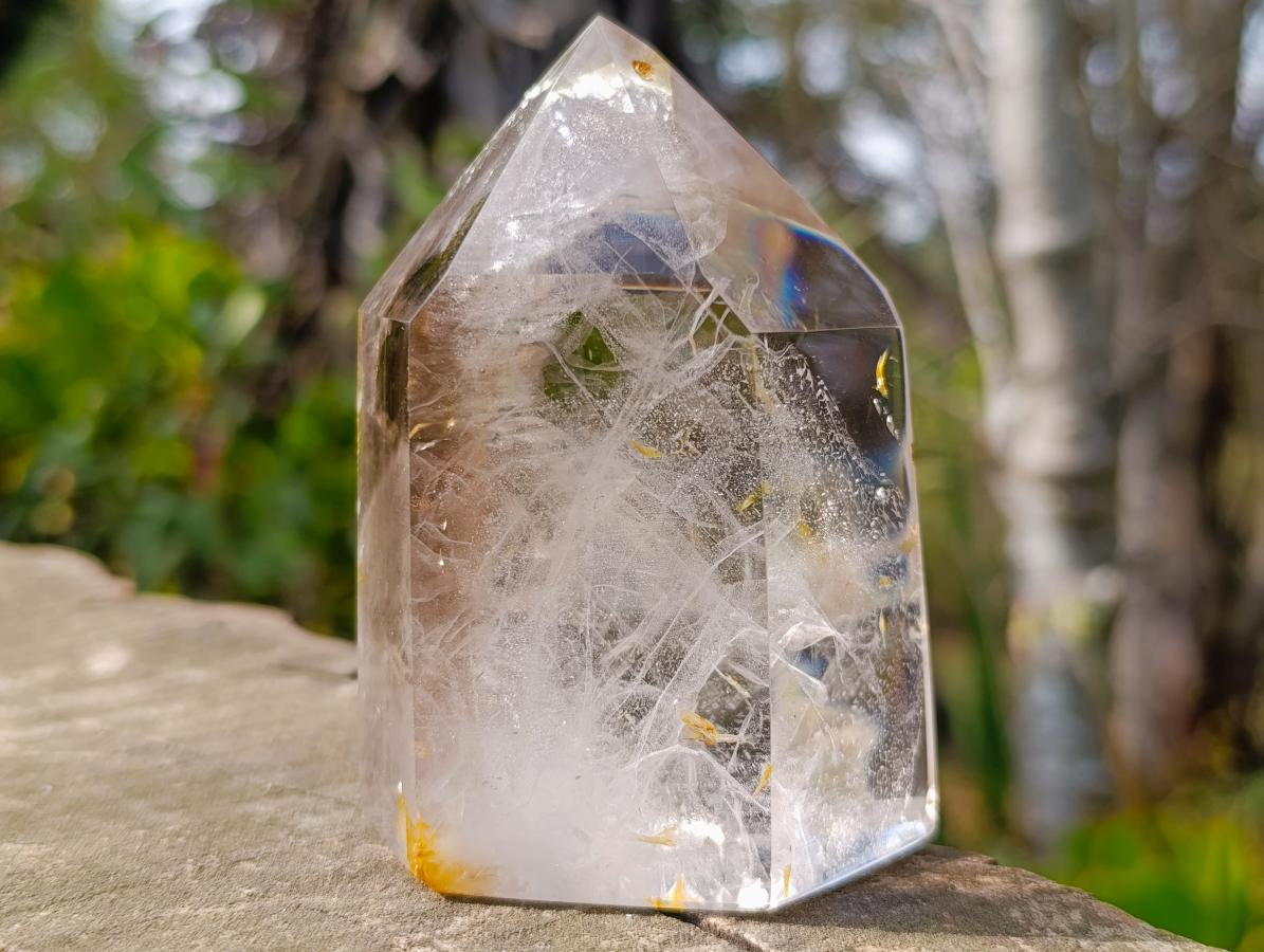 Polished Clear Quartz Crystal with Smokey Phantom x 1 From Akansobe, Madagascar
