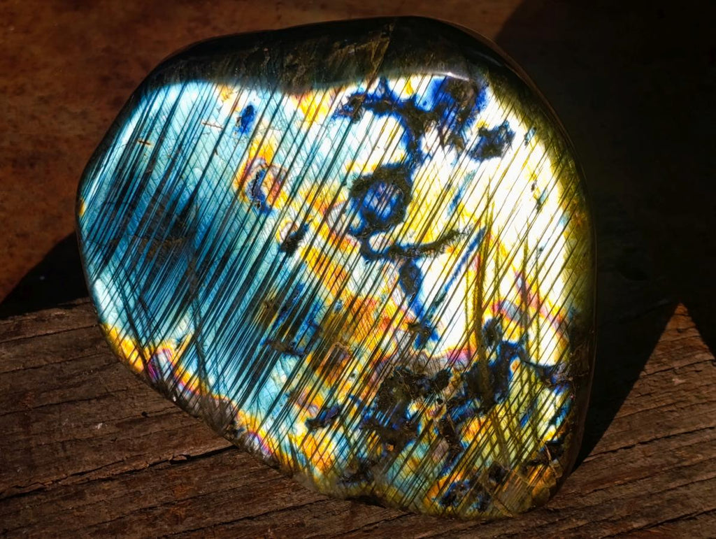 Polished Blue Flash Labradorite Standing Display Piece x 1 From Tulear, Madagascar